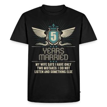 5 years married only 2 mistakes 5th wedding anniversary - Men's Premium Organic T-Shirt - black - Front - Nico (187cm)