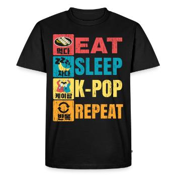 Eat Sleep K-Pop Répéter la musique coréenne Corée du Sud - T-shirt Premium bio Homme - noir - Devant - Nico (187cm)