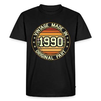 Vintage Made In 1990 Original Part Birthday 1990 - Men's Premium Organic T-Shirt - black - Front - Nico (187cm)