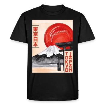 Mt Fuji Fujiyama Torri Gate Tokyo Japon Cadeau - T-shirt Premium bio Homme - noir - Devant - Nico (187cm)