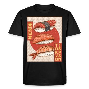 Sushi Tokyo Japon Esthétique Japonaise Affiche Gesch - T-shirt Premium bio Homme - noir - Devant - Nico (187cm)