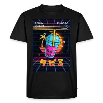 Boba Tea Bubble Tea Vaporwave Aesthetics VCR Geschen - Men's Premium Organic T-Shirt - black - Front - Nico (187cm)