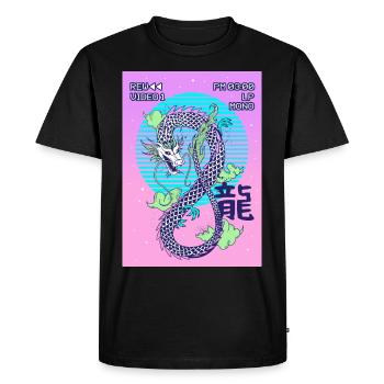 Dragon Japonais Vaporwave Cadeau Esthétique - T-shirt Premium bio Homme - noir - Devant - Nico (187cm)