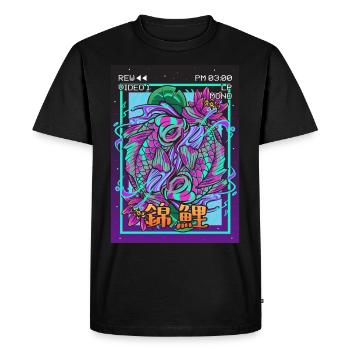 Koi Fish Carp Vaporwave Esthétique Rétro VCR - T-shirt Premium bio Homme - noir - Devant - Nico (187cm)