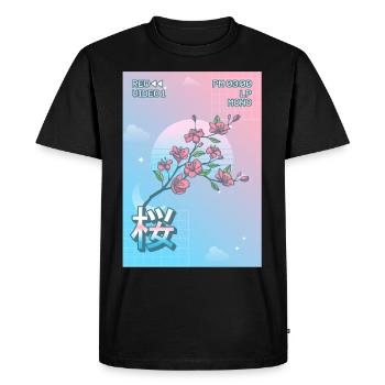 Cherry Blossom Sakura Vaporwave Aesthetic VCR Gesch - Men's Premium Organic T-Shirt - black - Front - Nico (187cm)