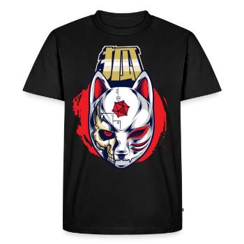 Cyborg Kitsune Mask Fox Mask Cyber Punk Cyber - Men's Premium Organic T-Shirt - black - Front - Nico (187cm)