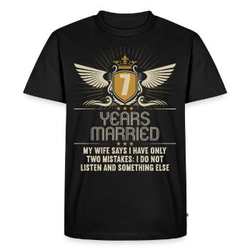 7 years married only 2 mistakes 7.Wedding day - Men's Premium Organic T-Shirt - black - Front - Nico (187cm)