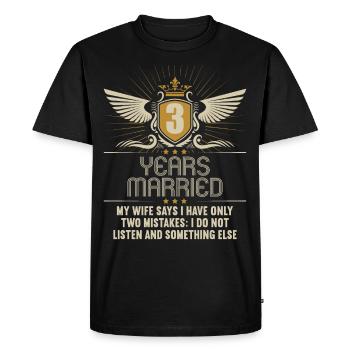 3 years married only 2 mistakes 3.Wedding anniversary - Men's Premium Organic T-Shirt - black - Front - Nico (187cm)