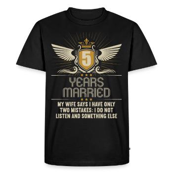 5 years married only 2 mistakes 5th wedding anniversary - Men's Premium Organic T-Shirt - black - Front - Nico (187cm)