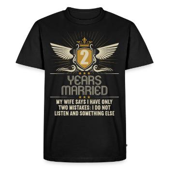 2 years married only 2 mistakes 2.Wedding anniversary - Men's Premium Organic T-Shirt - black - Front - Nico (187cm)