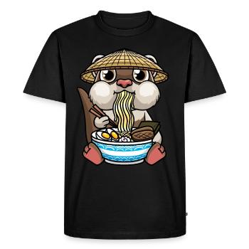 Furet mange des nouilles Ramen Anime Kawaii - T-shirt Premium bio Homme - noir - Devant - Nico (187cm)