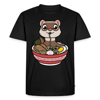 Furet mange des nouilles Ramen Anime Kawaii - T-shirt Premium bio Homme - noir - Devant - Nico (187cm)