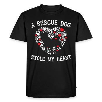 Un chien de sauvetage m’a volé le cœur Tierrette - T-shirt Premium bio Homme - noir - Devant - Nico (187cm)