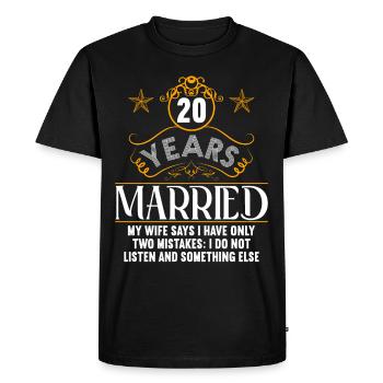 20 years married only 2 mistakes 20th wedding anniversary - Men's Premium Organic T-Shirt - black - Front - Nico (187cm)