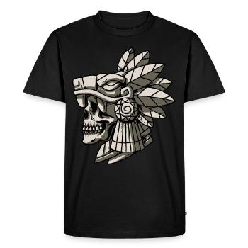 Quetzalcoatl Aztec Skull Maya Ancient Inca Toltek - Men's Premium Organic T-Shirt - black - Front - Nico (187cm)