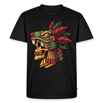 Quetzalcoatl Aztec Skull Maya Ancient Inca Toltek - Men's Premium Organic T-Shirt - black - Front - Nico (187cm)