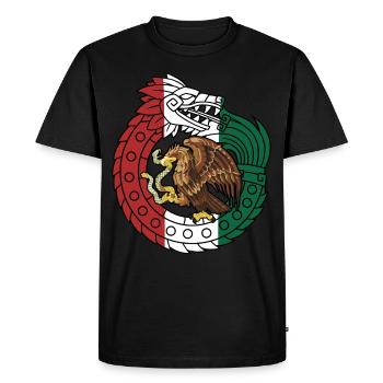 Quetzalcoatl Ouroboros Serpent aztèque Maya Ge - T-shirt Premium bio Homme - noir - Devant - Nico (187cm)
