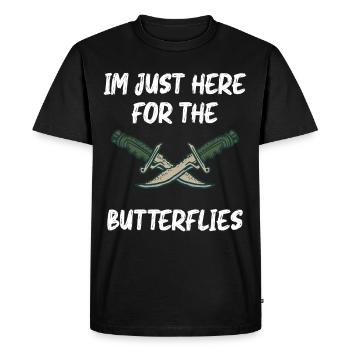 Chez Just Here For The Butterflies Knife Collector - T-shirt Premium bio Homme - noir - Devant - Nico (187cm)