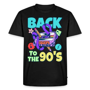 90s Outfit Party 90s Theme Party Cassette - Men's Premium Organic T-Shirt - black - Front - Nico (187cm)