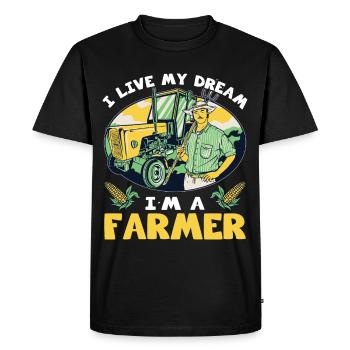 Bauer Je vis mon agriculture agricole de rêve - T-shirt Premium bio Homme - noir - Devant - Nico (187cm)