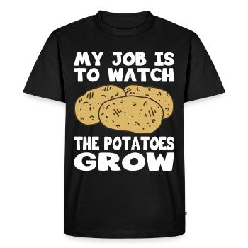 Bauer Watch The Potatoes Grow Farmer - Men's Premium Organic T-Shirt - black - Front - Nico (187cm)