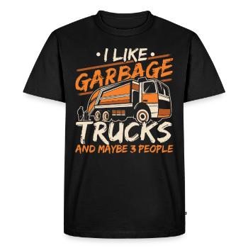 J’aime le recyclage des éboueurs des camions à ordures - T-shirt Premium bio Homme - noir - Devant - Nico (187cm)