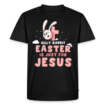 Stupid Rabbit Easter Is Only For Jesus Christ - Men's Premium Organic T-Shirt - black - Front - Nico (187cm)