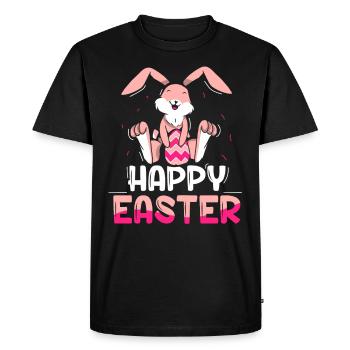 Joyeuses Pâques Dictons Easter Easter Egg Lapin de Pâques - T-shirt Premium bio Homme - noir - Devant - Nico (187cm)