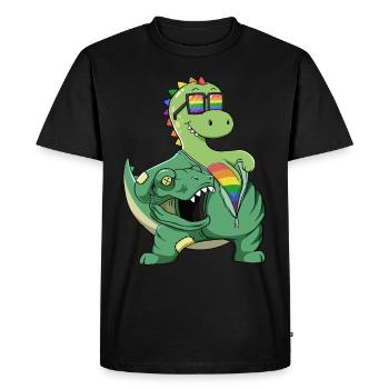 Cute Dino T-rex Costume LGBTQ LGBT LGBTQ+ Pride - Men's Premium Organic T-Shirt - black - Front - Nico (187cm)