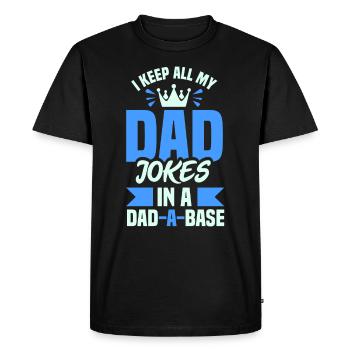 Toutes les blagues de mon père dans une base de données Papa Une base - T-shirt Premium bio Homme - noir - Devant - Nico (187cm)