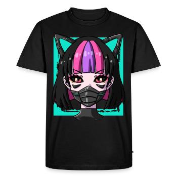 Cyborg Anime Girl Neko Girl Cyber Punk Cyber - T-shirt Premium bio Homme - noir - Devant - Nico (187cm)