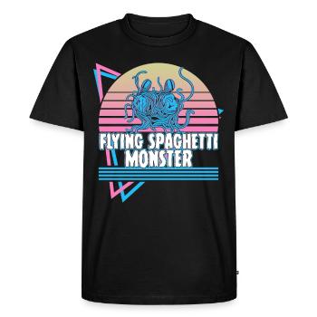 Flying Spaghetti Monster Pastafari FSM Atheist Ges - Men's Premium Organic T-Shirt - black - Front - Nico (187cm)