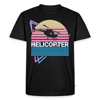 Pilote d’hélicoptère Aviation Retro Gift - T-shirt Premium bio Homme - noir - Devant - Nico (187cm)