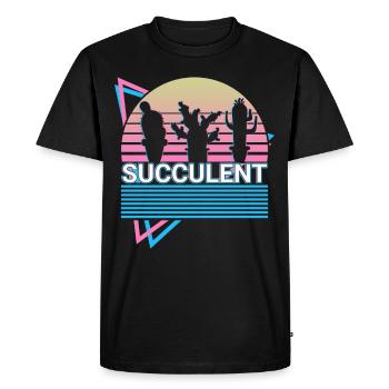 Succulent Retro Gift - Men's Premium Organic T-Shirt - black - Front - Nico (187cm)