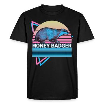 Honey Badger Retro Gift - Men's Premium Organic T-Shirt - black - Front - Nico (187cm)