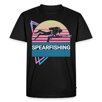 Spearfishing Spearfisher Retro Gift - Men's Premium Organic T-Shirt - black - Front - Nico (187cm)