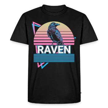 Raven Crow Retro Gift - Men's Premium Organic T-Shirt - black - Front - Nico (187cm)
