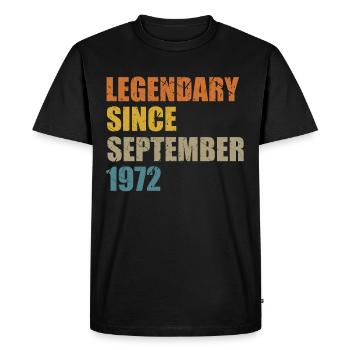 Né en septembre 1972 50 ans 50s 50e anniversaire - T-shirt Premium bio Homme - noir - Devant - Nico (187cm)