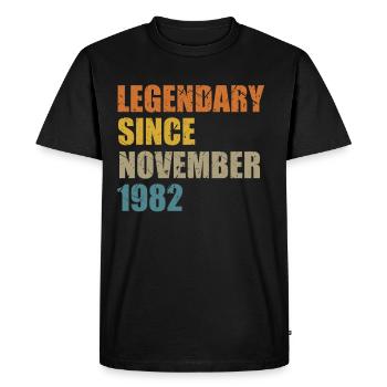 Né novembre 1982 40 ans 40s 40e anniversaire - T-shirt Premium bio Homme - noir - Devant - Nico (187cm)