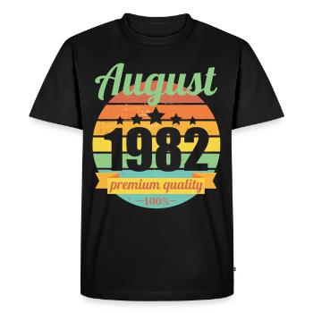 Né en août 1982 40 ans 40s 40e anniversaire - T-shirt Premium bio Homme - noir - Devant - Nico (187cm)