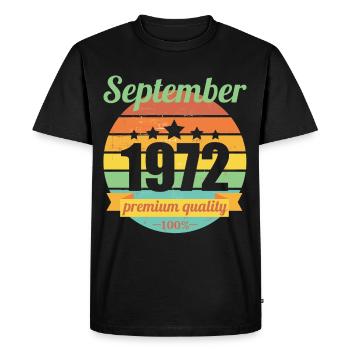 Né en septembre 1972 50 ans 50s 50e anniversaire - T-shirt Premium bio Homme - noir - Devant - Nico (187cm)