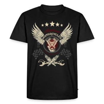Moto Américaine Custom Vintage Bike - T-shirt Premium bio Homme - noir - Devant - Nico (187cm)