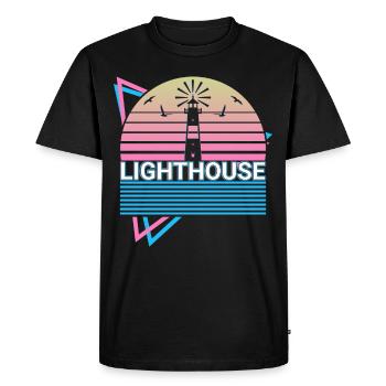 Lighthouse Retro Gift - Men's Premium Organic T-Shirt - black - Front - Nico (187cm)