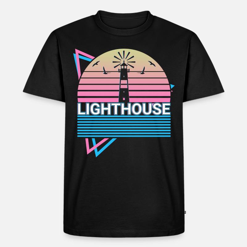 Leuchtturm Retro Geschenk - Männer Premium Bio T-Shirt - Schwarz
