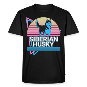 Cadeau rétro Husky Sibérien - T-shirt Premium bio Homme - noir - Devant - Nico (187cm)