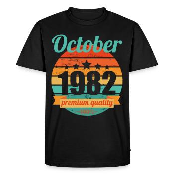 Né en octobre 1982 40 ans 40s 40e anniversaire - T-shirt Premium bio Homme - noir - Devant - Nico (187cm)