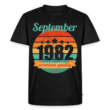 Né en septembre 1982 40 ans 40s 40e anniversaire - T-shirt Premium bio Homme - noir - Devant - Nico (187cm)