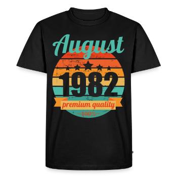 Né en août 1982 40 ans 40s 40e anniversaire - T-shirt Premium bio Homme - noir - Devant - Nico (187cm)