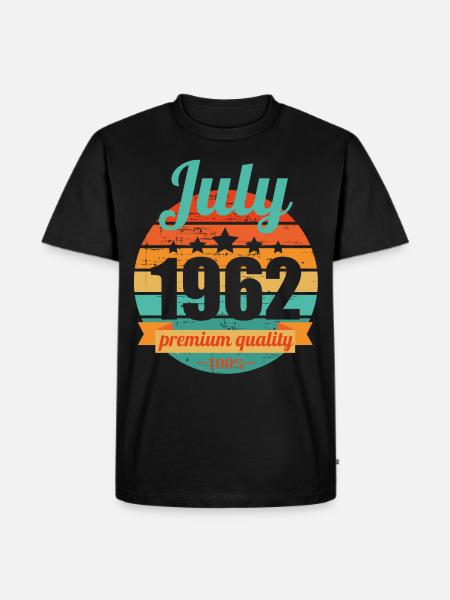 Syntynyt heinäkuussa 1962 60 vuotta 60 vuotta 60 vuotta 60 vuotta - Premium luomulaatuinen miesten t-paita - musta