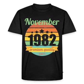 Né novembre 1982 40 ans 40s 40e anniversaire - T-shirt Premium bio Homme - noir - Devant - Nico (187cm)